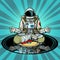 Music for meditation and yoga. Astronaut meditates