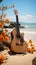 Music meets nature as an acoustic guitar harmonizes with the tranquil sand.