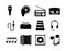 Music melody sound audio icons set silhouette style icon