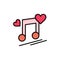 Music Node, Node, Lyrics, Love, Song  Flat Color Icon. Vector icon banner Template
