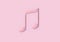 Music note 3d icon on pastel pink background