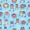 Music note cartoon flower seamless pattern