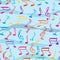 Music note illusion water seamless pattern