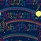 Music note line connect blue sky seamless pattern