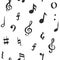 Music note seamless pattern vector illustration. Hand drawn sketched doodle music notes symbols