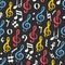 Music note seamless pattern vector illustration. Hand drawn sketched doodle music notes symbols