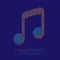 Music note sign pattern Fingerprint scan logo icon dash line, Musician concept, Editable stroke illustration blue and orange
