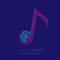 Music note sign pattern Fingerprint scan logo icon dash line, Musician concept, Editable stroke illustration blue and pink