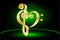 Music note stave and heart violin and bass clef