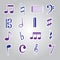 Music note stickers icon set eps10