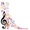 Music notes background, stylish musical theme composition, vector illustration.