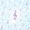 Music Notes Blast in Blue Watercolor Pattern Background