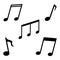 Music notes icon. Black symbols of song, sound, melody on white background. Notation for musical or dance apps. Graphic sign tune