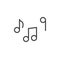 Music notes line icon, outline vector sign, linear style pictogram isolated on white.