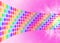 Music Notes and Rainbow Colors Dots in Blurred Pink Background
