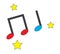 Music notes white stars icons vector