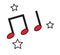 Music notes white stars icons vector