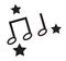 Music notes white stars icons vector isolated