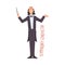 Music Orchestra Symphony Conductor, Creative Hobby or Profession Cartoon Style Vector Illustration on White Background