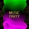 Music party. Sound waves. Neon.  Vector