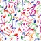 Music pattern. Music notes and signs multicolor background