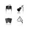 Music performance drop shadow black glyph icons set