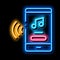 Music Phone App neon glow icon illustration