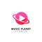music planet logo design concept. music play icon symbol designs