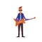 Music pop or rock guitarist. Singer cartoon boy flat illustration.