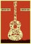 Music poster. Guitar concept made of folk ornament. Vector illustration.