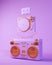 Music Purple Orange Boombox Turntable Cassette Tape Retro Technology