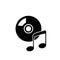 Music record line icon. Song melody