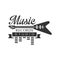 Music Record Studio Black And White Logo Template With Sound Recording Retro With Electro Guitar Silhouette
