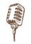 Music record studio equipment, retro microphone isolated sketch