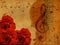 Music roses and violin background