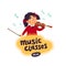 Music school. Violinist. Boy character playing violin. Children with musical instruments. Vector flat cartoon
