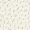 Music seamless pattern with handwritten musical notes