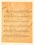 Music sheet background, old vintage paper texture, retro musical staff page