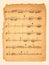 Music sheet background, old vintage paper texture, retro musical staff page