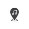 Music shop location pin vector icon