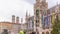 Music show on Clock Tower or Glockenspiel close-up, Detail of Rathaus New Town Hall with chime in city center timelapse