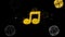 Music Song Chord Icon on Glitter Golden Particles Firework.