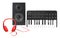 Music and sound - One loudspeaker enclosure, MIDI keyboard and h