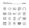 Music, sound, recording, editing and more, thin line icons set