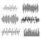 Music Sound Waves. Sound wave icon set. Compare audio and stereo, tune. Black and white vector illustration isolated on white