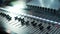 Music studio audio mixer. Digital Sound Mixer In The Studio. Close-up. DOF