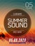 Music summer party poster graphic design. Disco dance flyer or poster template. Summer sound party event