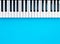 Music Synthesizer Piano Keyboard keys on blue