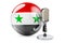 Music of Syria concept. Retro microphone with Syrian flag. 3D rendering