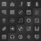 Music thin line vector icons set on dark background